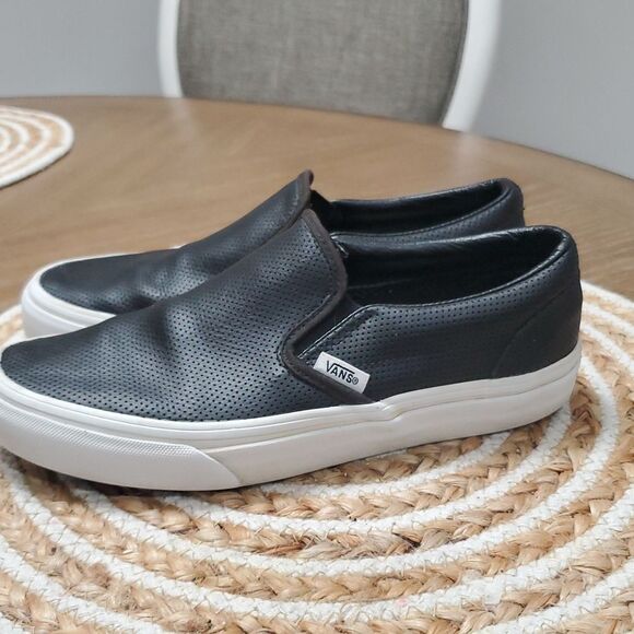 Vans Black Leather Unisex Loafers, 7W/5.5M - Picture 6 of 8